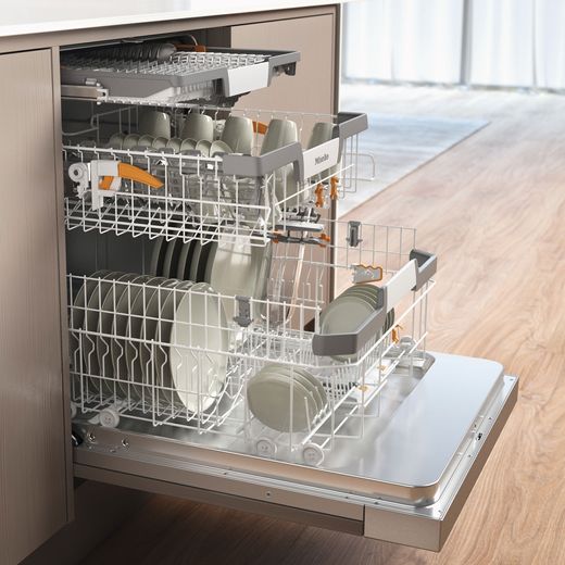 Miele Standard Dishwasher - Black - Dishwasher in kitchen with door open